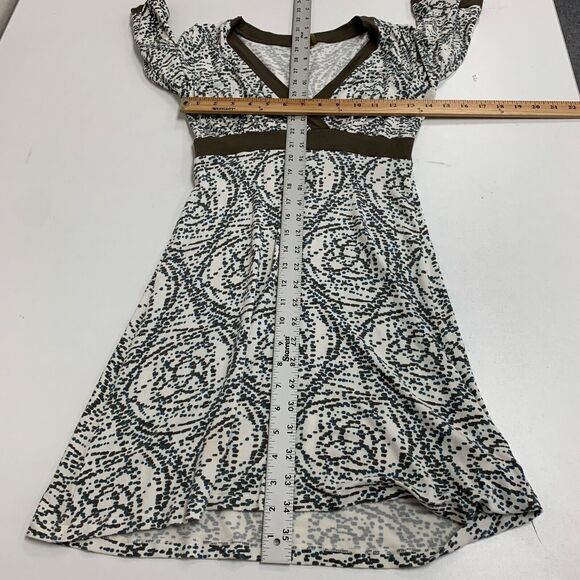 Athleta Geometric Dress Womens S Small Quarter Sleeve Surplice Neck Stretch Fit - Picture 6 of 10